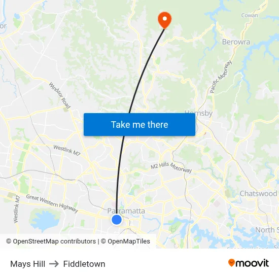 Mays Hill to Fiddletown map