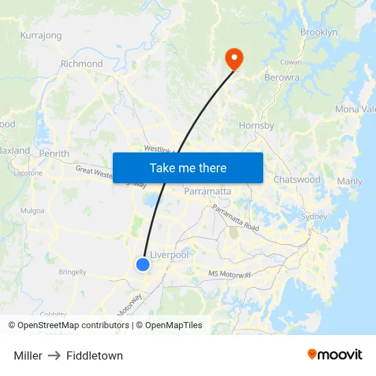Miller to Fiddletown map