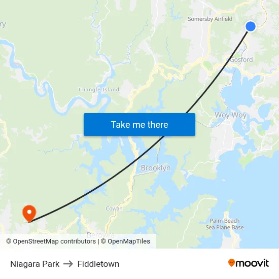 Niagara Park to Fiddletown map