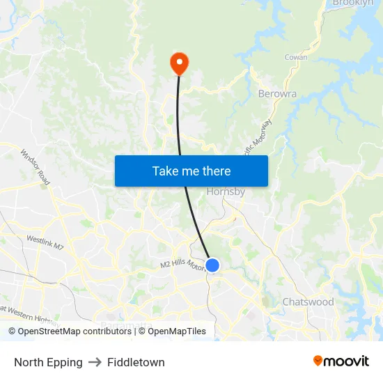 North Epping to Fiddletown map