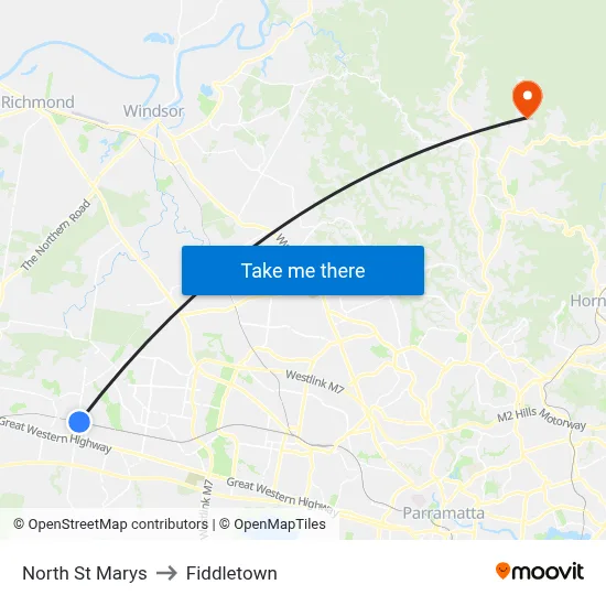 North St Marys to Fiddletown map