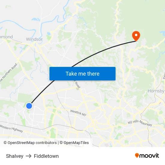 Shalvey to Fiddletown map