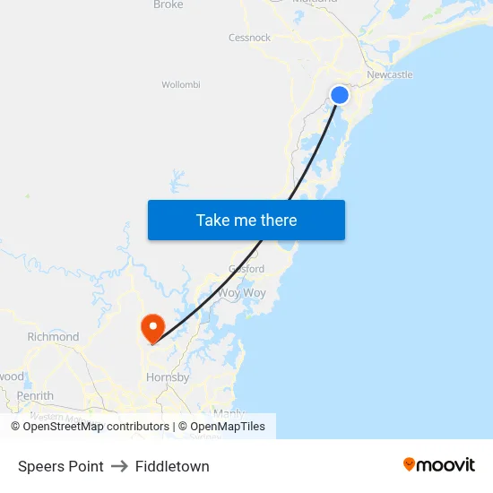 Speers Point to Fiddletown map