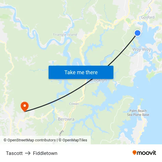 Tascott to Fiddletown map