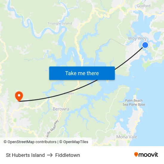 St Huberts Island to Fiddletown map
