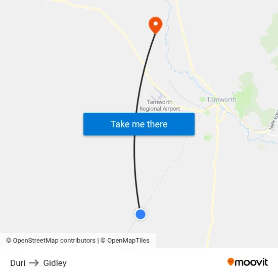 Duri to Gidley map