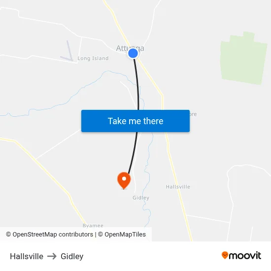 Hallsville to Gidley map
