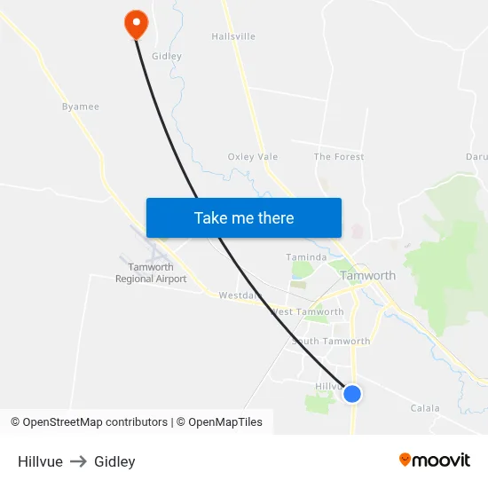Hillvue to Gidley map