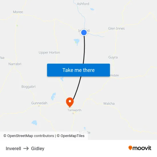 Inverell to Gidley map