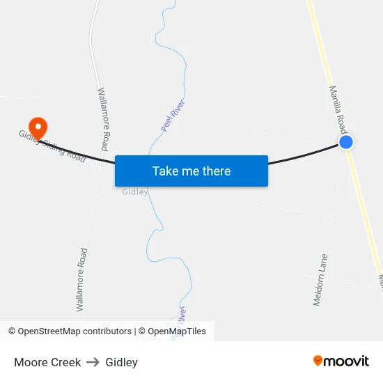 Moore Creek to Gidley map