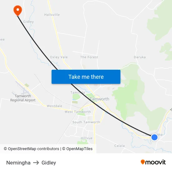 Nemingha to Gidley map