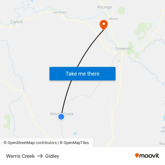 Werris Creek to Gidley map