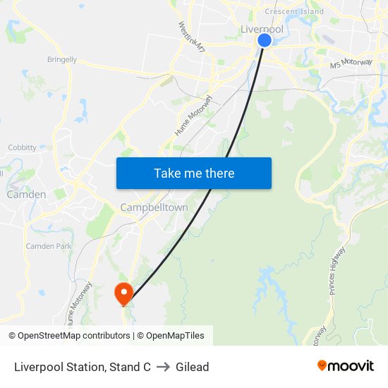 Liverpool Station, Stand C to Gilead map