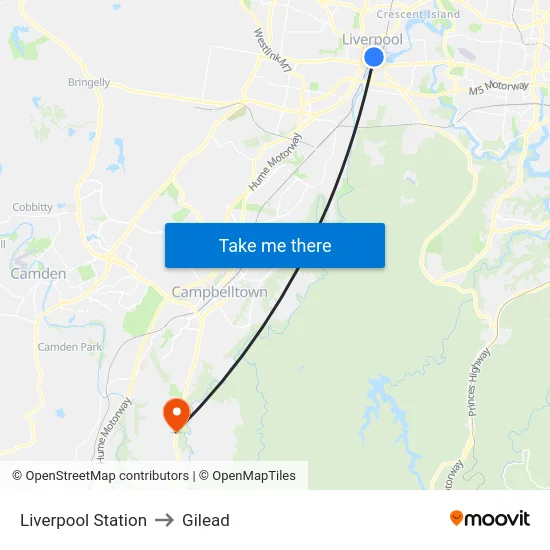 Liverpool Station to Gilead map
