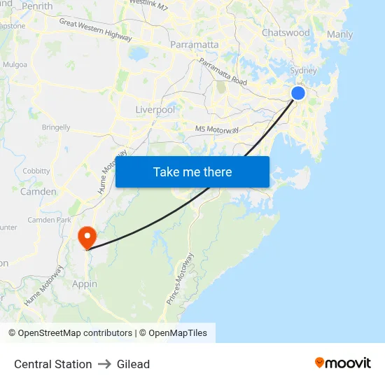 Central Station to Gilead map