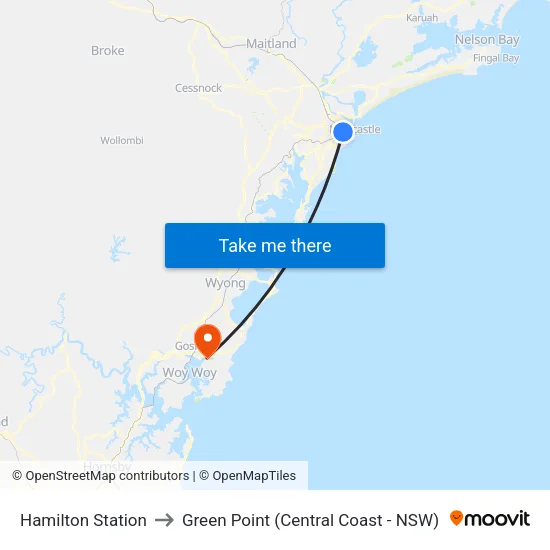 Hamilton Station to Green Point (Central Coast - NSW) map