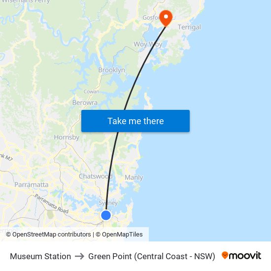 Museum Station a Green Point (Central Coast NSW) con transporte público