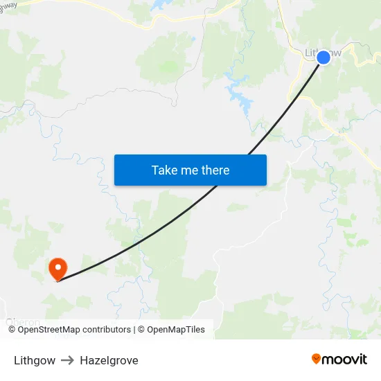 Lithgow to Hazelgrove map