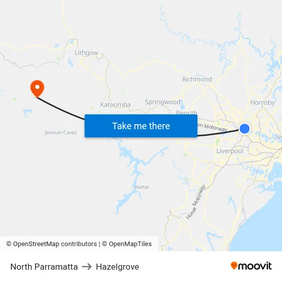 North Parramatta to Hazelgrove map