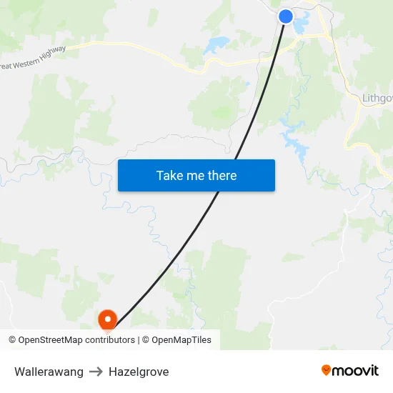 Wallerawang to Hazelgrove map