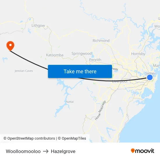 Woolloomooloo to Hazelgrove map
