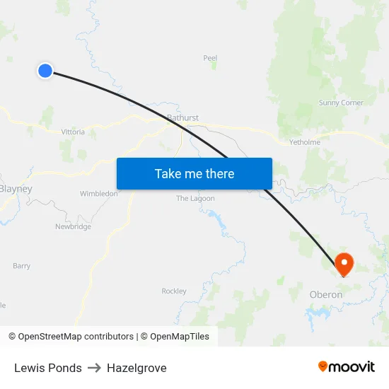 Lewis Ponds to Hazelgrove map