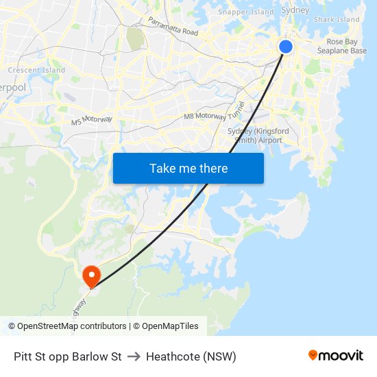 Pitt St opp Barlow St to Heathcote (NSW) map