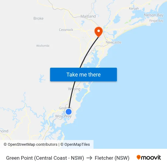 Green Point (Central Coast - NSW) to Fletcher (NSW) map