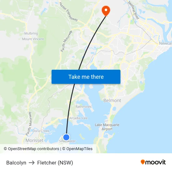 Balcolyn to Fletcher (NSW) map