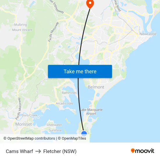 Cams Wharf to Fletcher (NSW) map