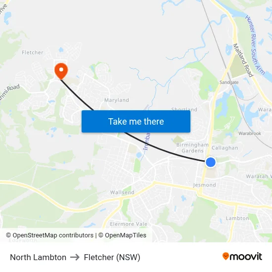 North Lambton to Fletcher (NSW) map