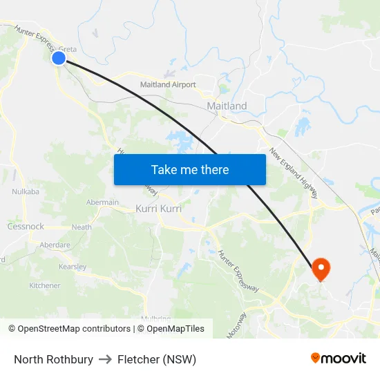North Rothbury to Fletcher (NSW) map
