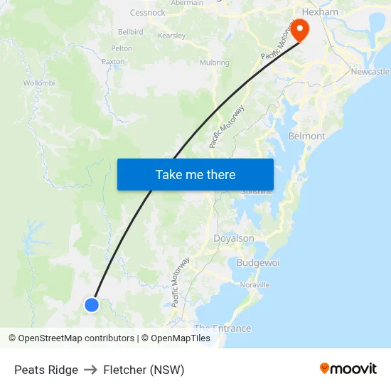 Peats Ridge to Fletcher (NSW) map