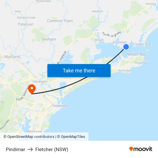 Pindimar to Fletcher (NSW) map