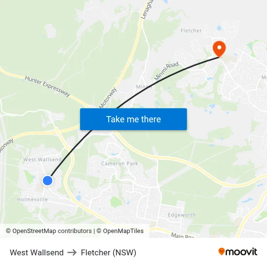 West Wallsend to Fletcher (NSW) map