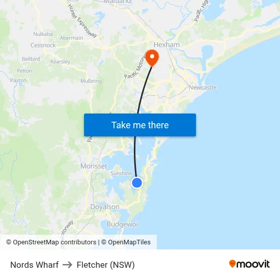 Nords Wharf to Fletcher (NSW) map