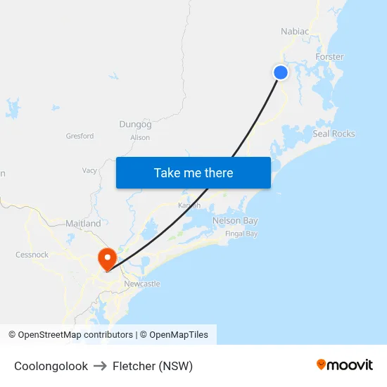 Coolongolook to Fletcher (NSW) map