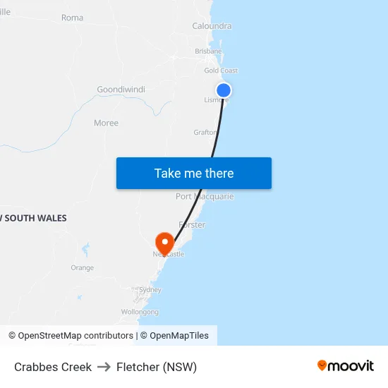 Crabbes Creek to Fletcher (NSW) map