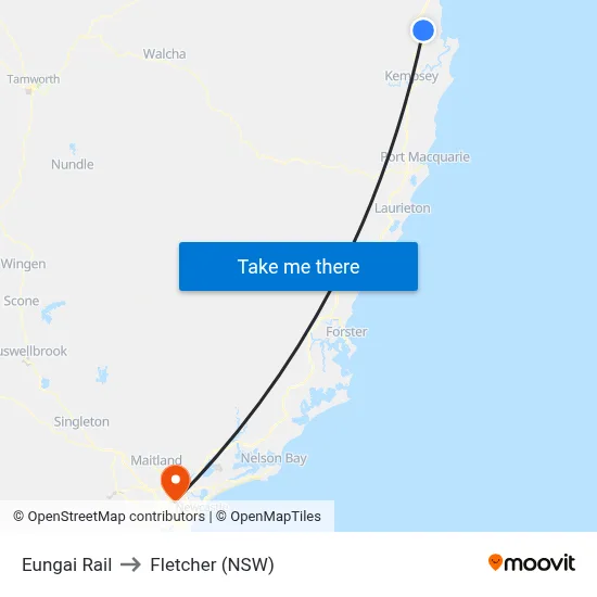 Eungai Rail to Fletcher (NSW) map