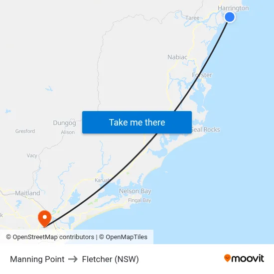 Manning Point to Fletcher (NSW) map