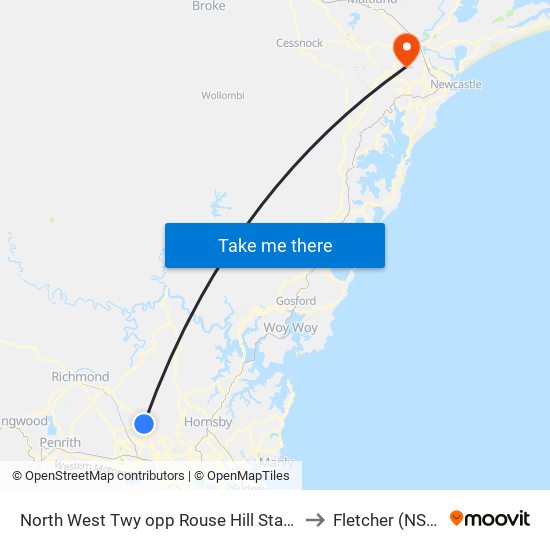 North West Twy opp Rouse Hill Station to Fletcher (NSW) map