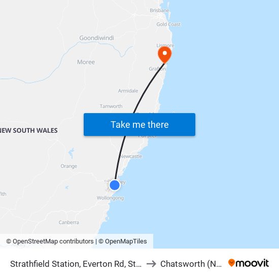 Strathfield Station, Everton Rd, Stand B to Chatsworth (NSW) map