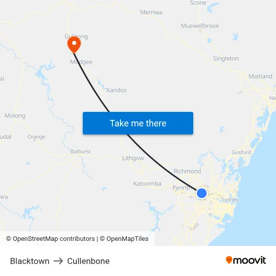Blacktown to Cullenbone map