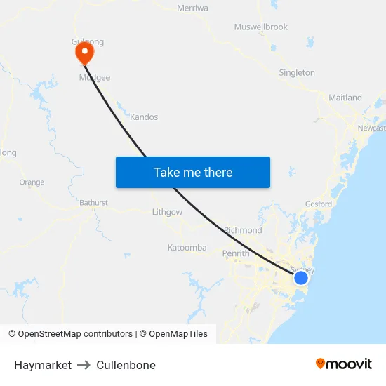 Haymarket to Cullenbone map
