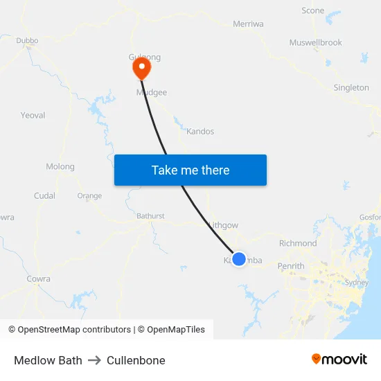 Medlow Bath to Cullenbone map