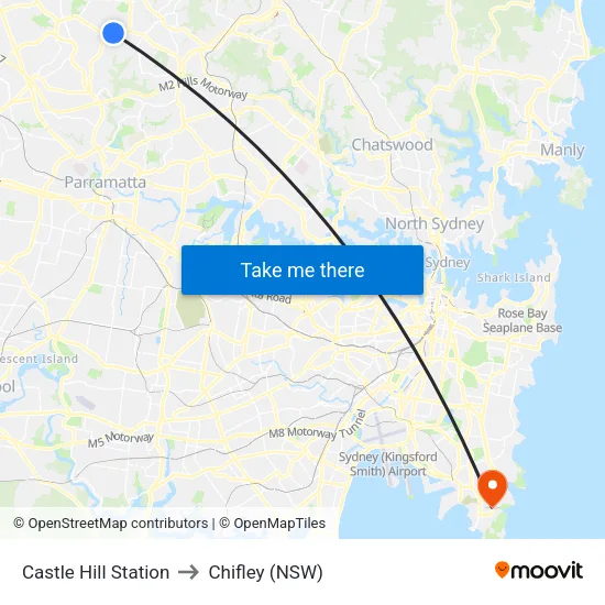 Castle Hill Station to Chifley (NSW) map