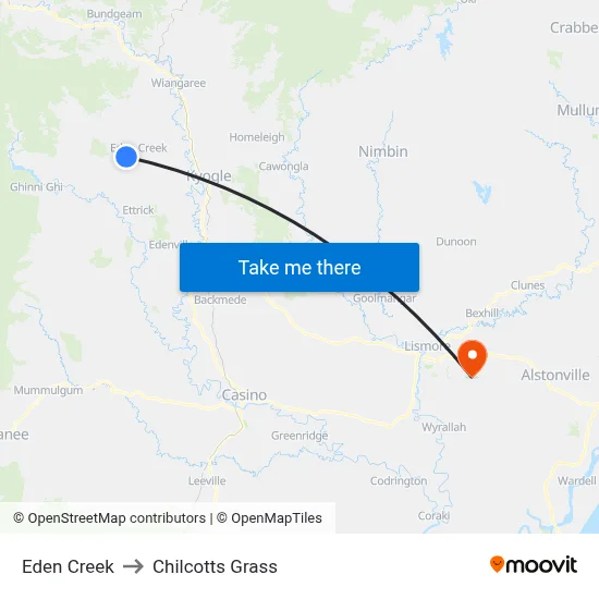 Eden Creek to Chilcotts Grass map