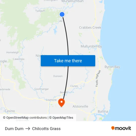 Dum Dum to Chilcotts Grass map