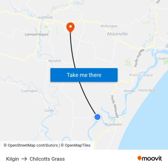 Kilgin to Chilcotts Grass map