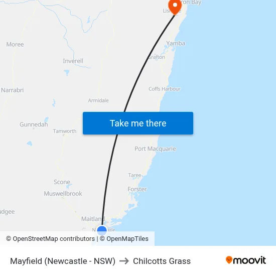 Mayfield (Newcastle - NSW) to Chilcotts Grass map